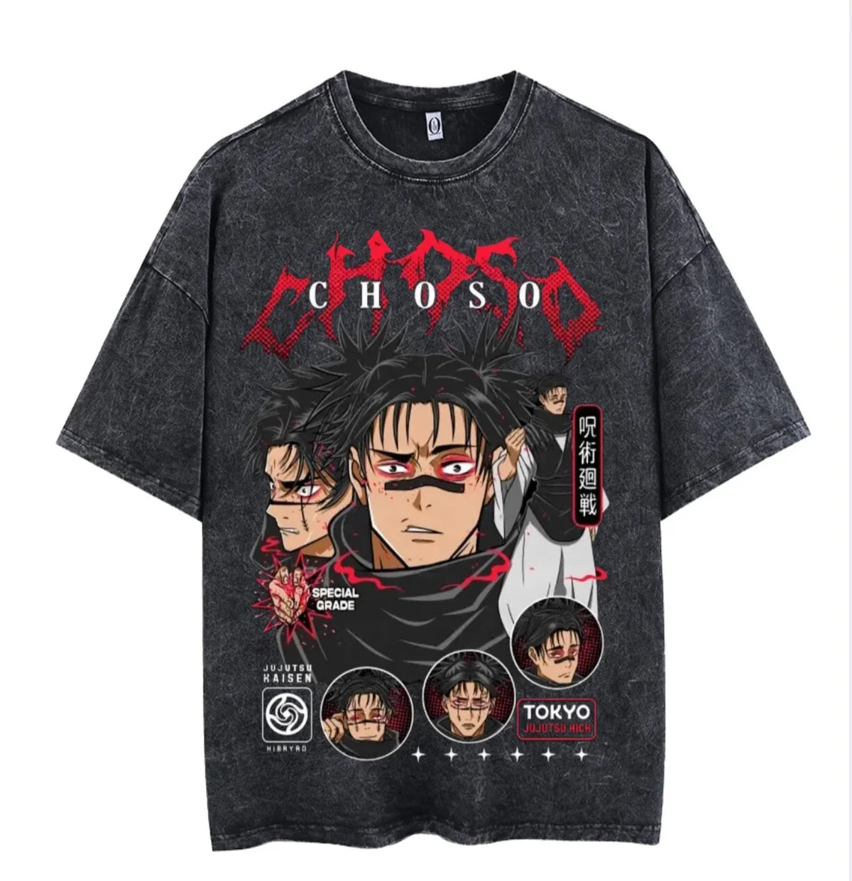 Choso Blood Manipulation Acid washed Oversized T-Shirt